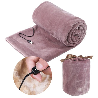 USB Heated Blanket - Soft Plush with 3 Temperature Settings for Travel