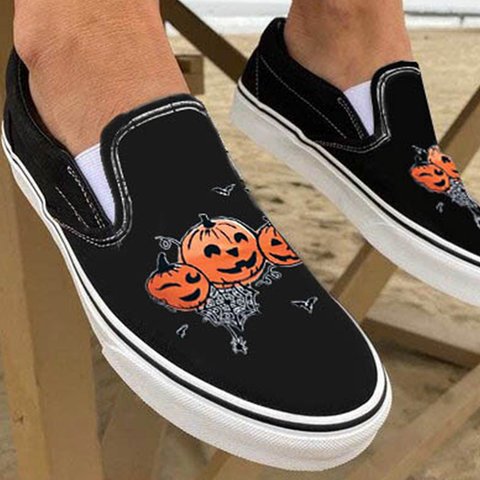 Casual Canvas Slip-Ons with Skull Design for Everyday Wear-Orizon Depot