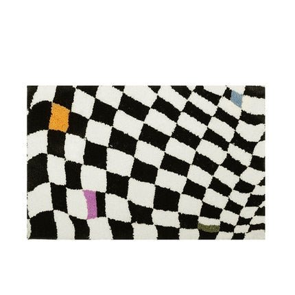 Vintage Checkered Plaid Bathroom Rugs - Cozy Retro Flower Carpet-Orizon Depot