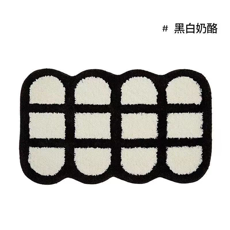 Vintage Checkered Plaid Bathroom Rugs - Cozy Retro Flower Carpet-Orizon Depot
