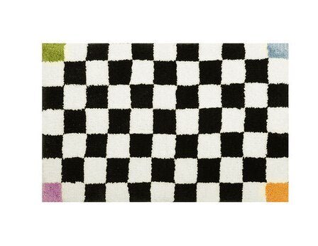 Vintage Checkered Plaid Bathroom Rugs - Cozy Retro Flower Carpet-Orizon Depot