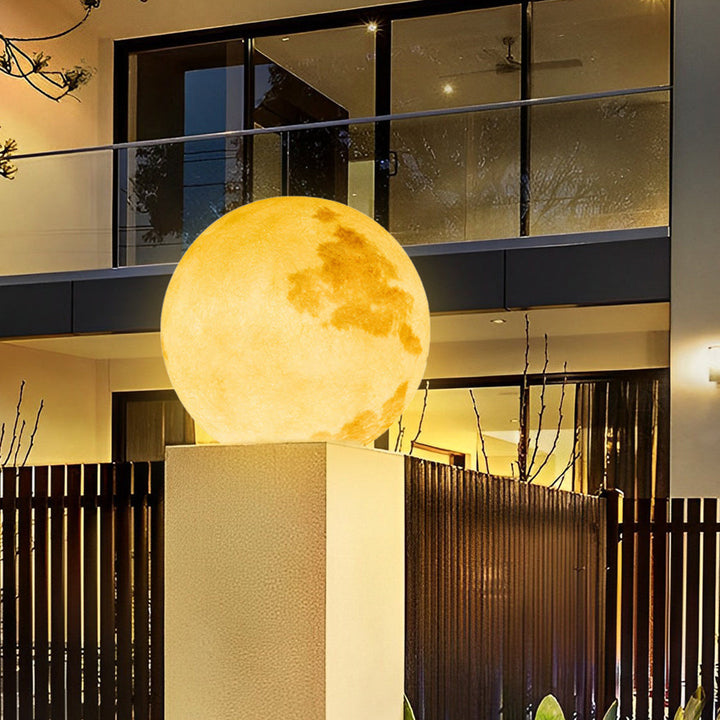 Moon-Shaped Stone Outdoor Decorative Pillar Light