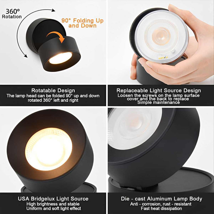 Waterproof Modern Round Adjustable Outdoor Wall Lights