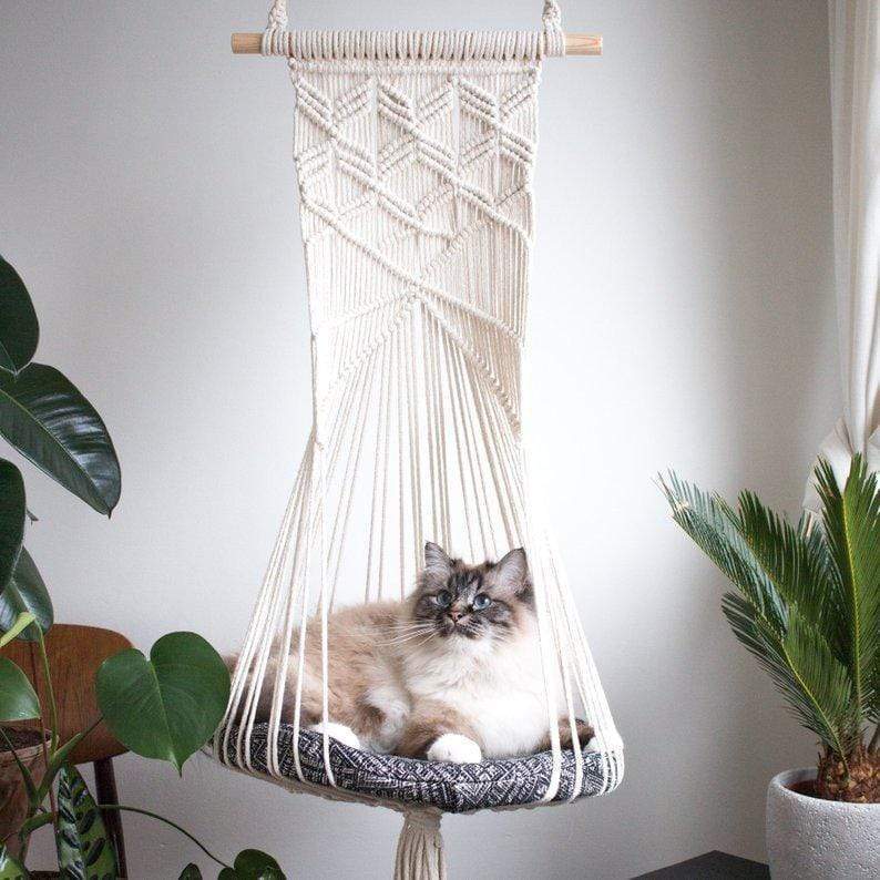Macrame Wall Hanging Cat Bed for Stylish Pet Relaxation-Orizon Depot