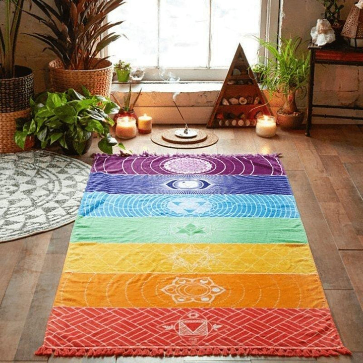 7 Chakra Rainbow Yoga Mat for Mindfulness and Balance-Orizon Depot