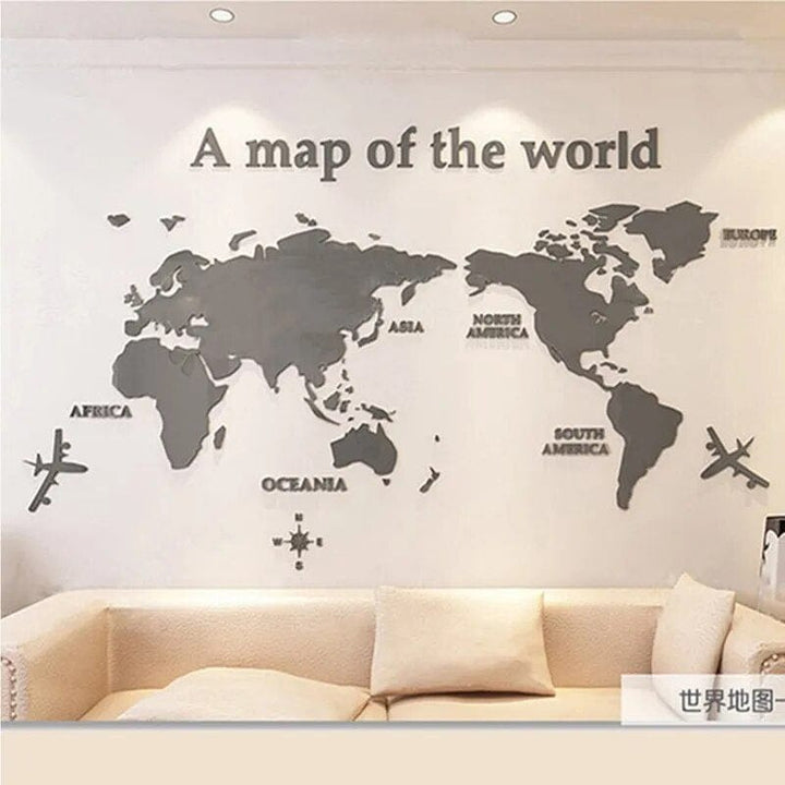 3D World Map Wall Sticker for Home Decor-Orizon Depot