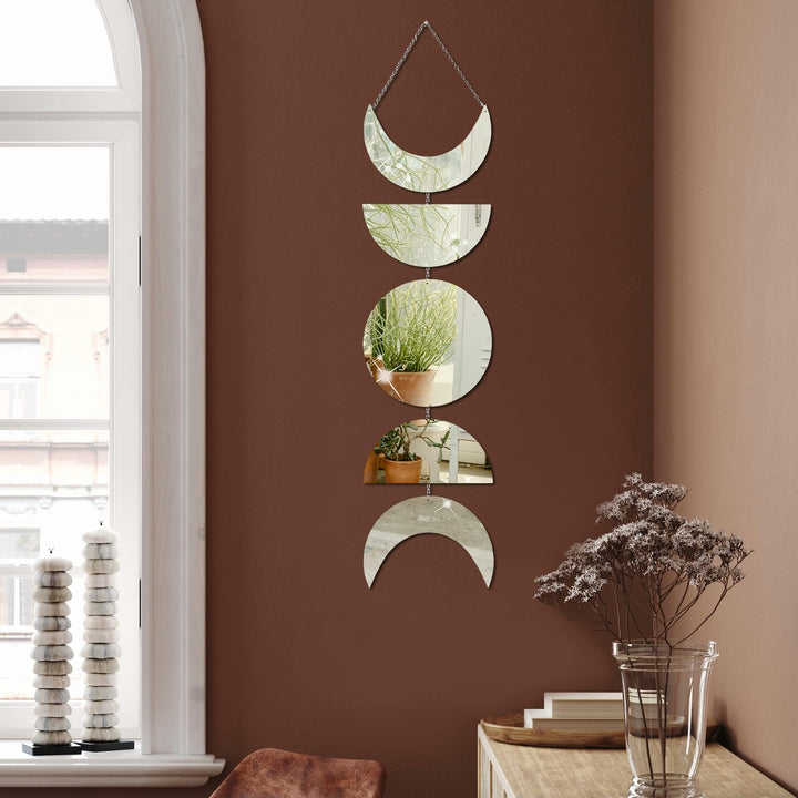 Moon Phases Mirror Wall Hanging - Decorative Home Accent-Orizon Depot