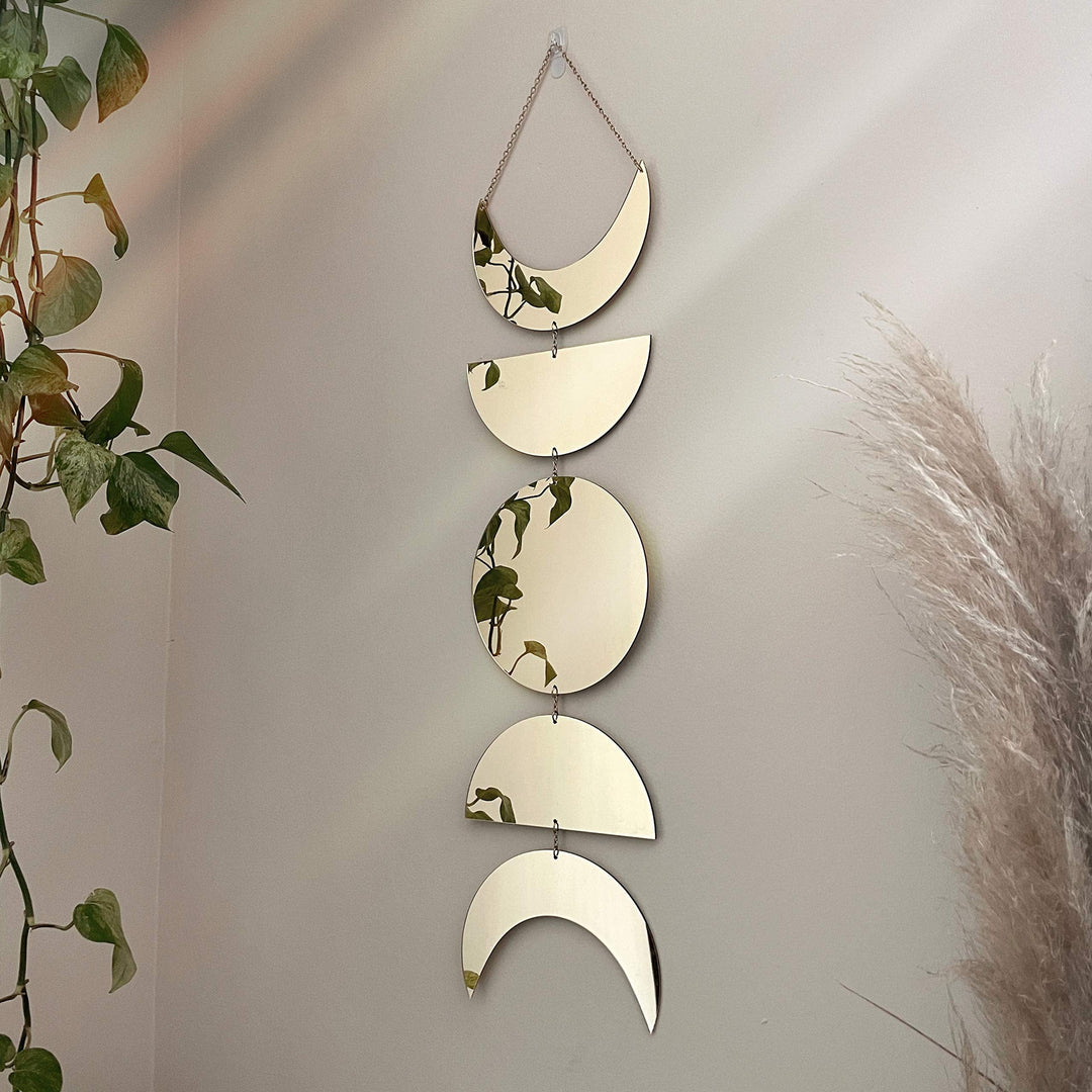 Moon Phases Mirror Wall Hanging - Decorative Home Accent-Orizon Depot