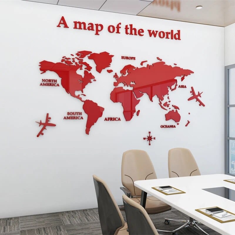 3D World Map Wall Sticker for Home Decor-Orizon Depot