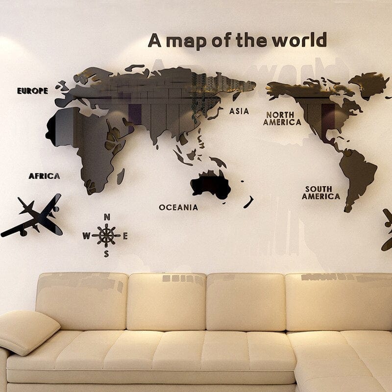 3D World Map Wall Sticker for Home Decor-Orizon Depot