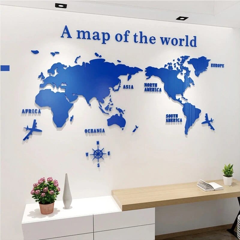 3D World Map Wall Sticker for Home Decor-Orizon Depot