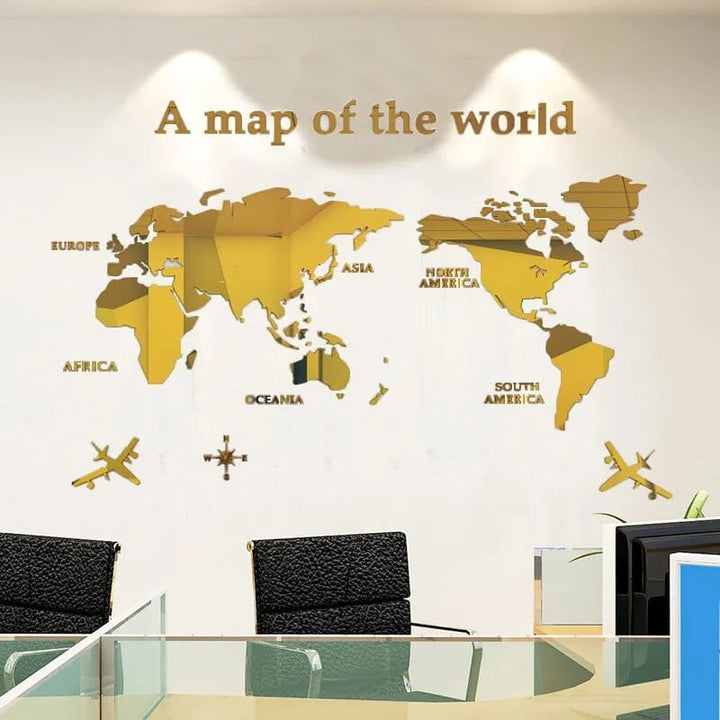 3D World Map Wall Sticker for Home Decor-Orizon Depot