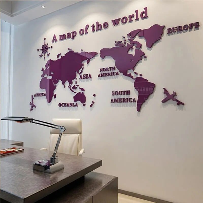 3D World Map Wall Sticker for Home Decor-Orizon Depot