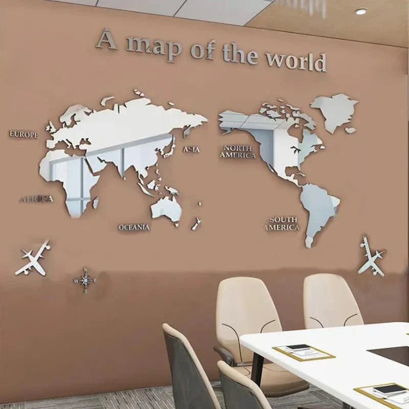 3D World Map Wall Sticker for Home Decor-Orizon Depot