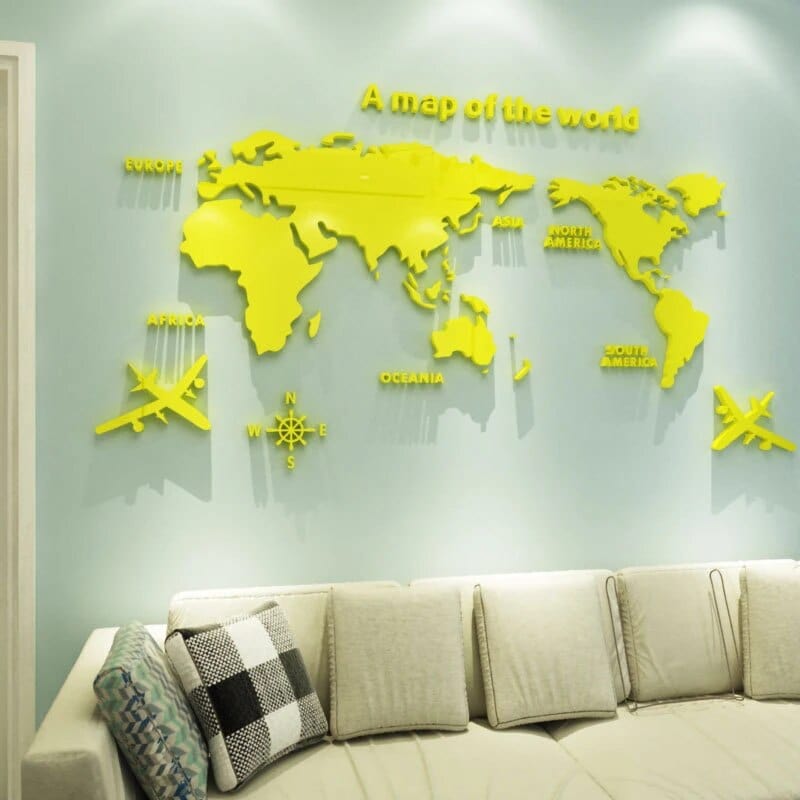 3D World Map Wall Sticker for Home Decor-Orizon Depot