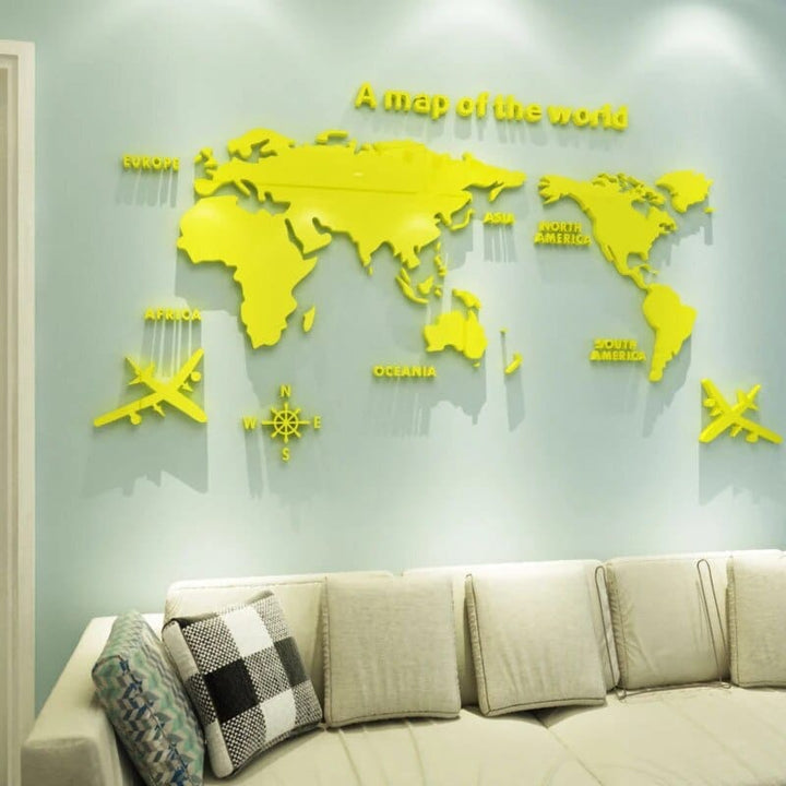 3D World Map Wall Sticker for Home Decor-Orizon Depot