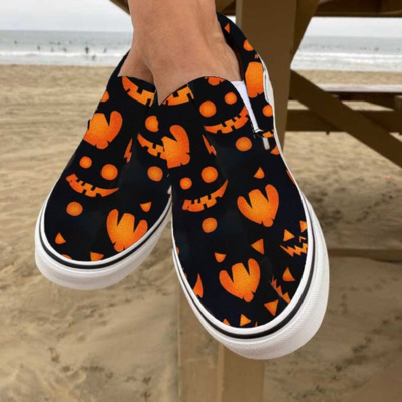 Casual Canvas Slip-Ons with Skull Design for Everyday Wear-Orizon Depot