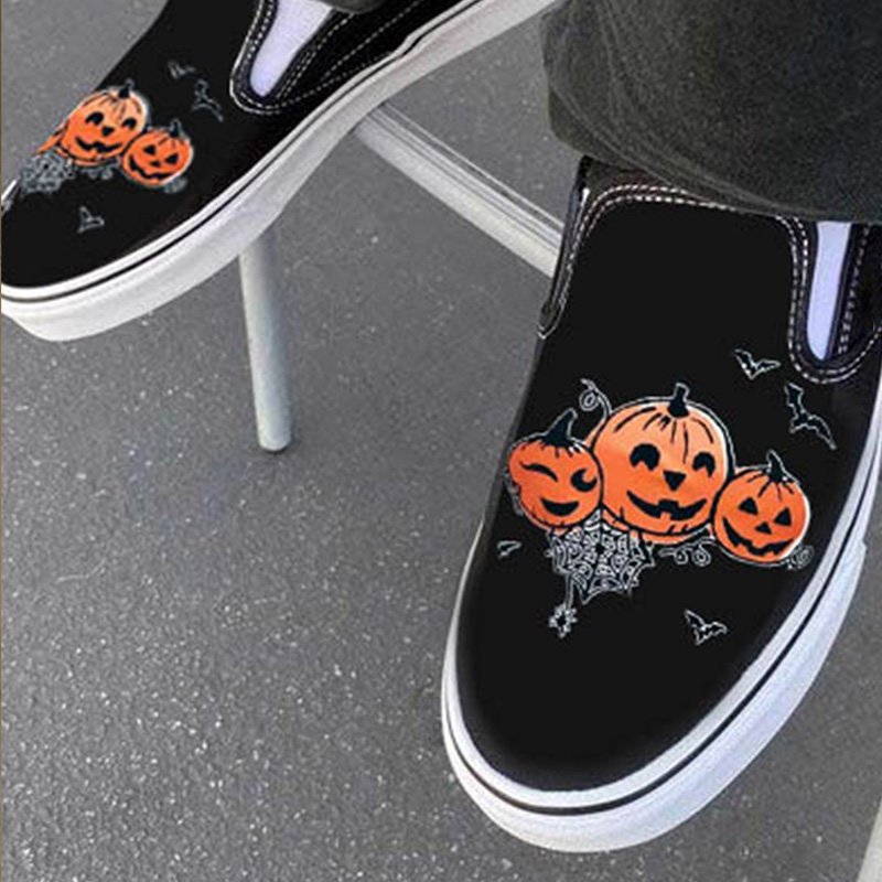 Casual Canvas Slip-Ons with Skull Design for Everyday Wear-Orizon Depot