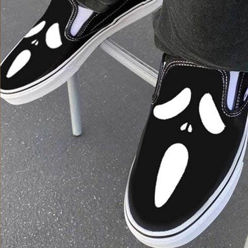 Casual Canvas Slip-Ons with Skull Design for Everyday Wear-Orizon Depot