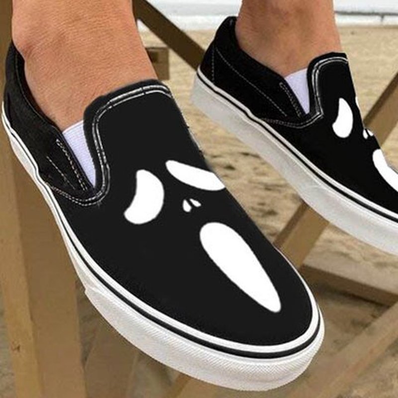 Casual Canvas Slip-Ons with Skull Design for Everyday Wear-Orizon Depot