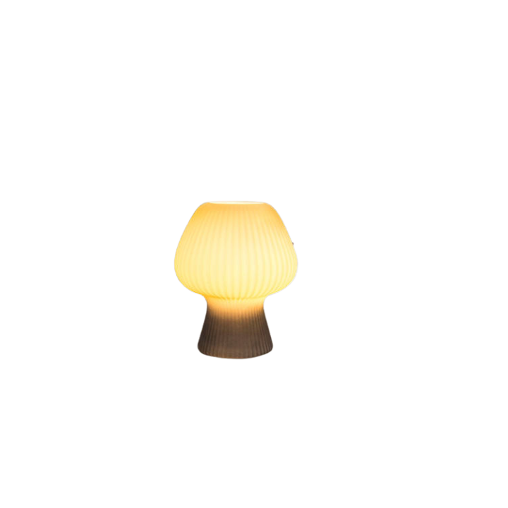 Vintage Ribbed Glass Mushroom Bedside Table Lamp for Home Decor